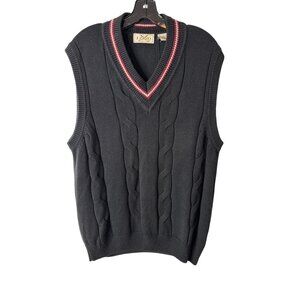 Vintage 90's Izod men's Blue Cable Knit Sweater Vest Size L